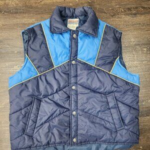 VTG 80s Puffer Vest Men Sz L Nylon Sigallo Color Block Future Iconic Korea‎ 10